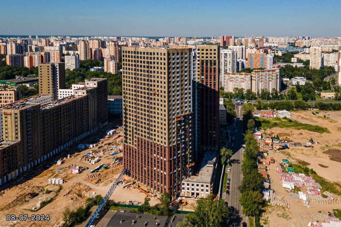 Ход строительства ЖК «Дмитровское небо» за Июль 2024 г., фото №1