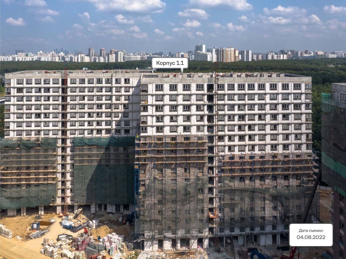 Ход строительства ЖК «Тропарево Парк» за Август 2022 г., фото №1