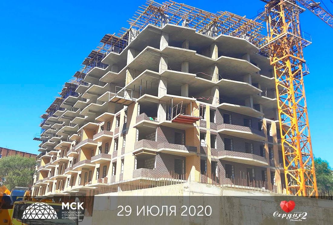 Ход строительства ЖК «Сердце Ростова 2» за Август 2020 г., фото №1