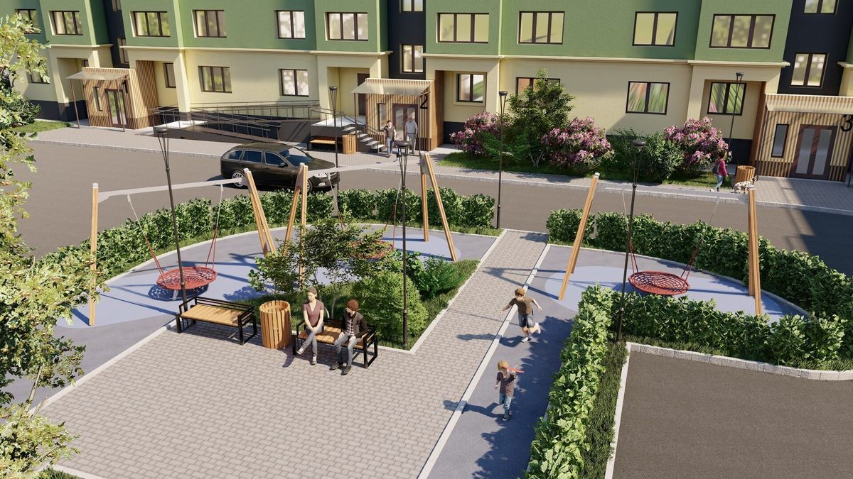 Благоустроенный двор