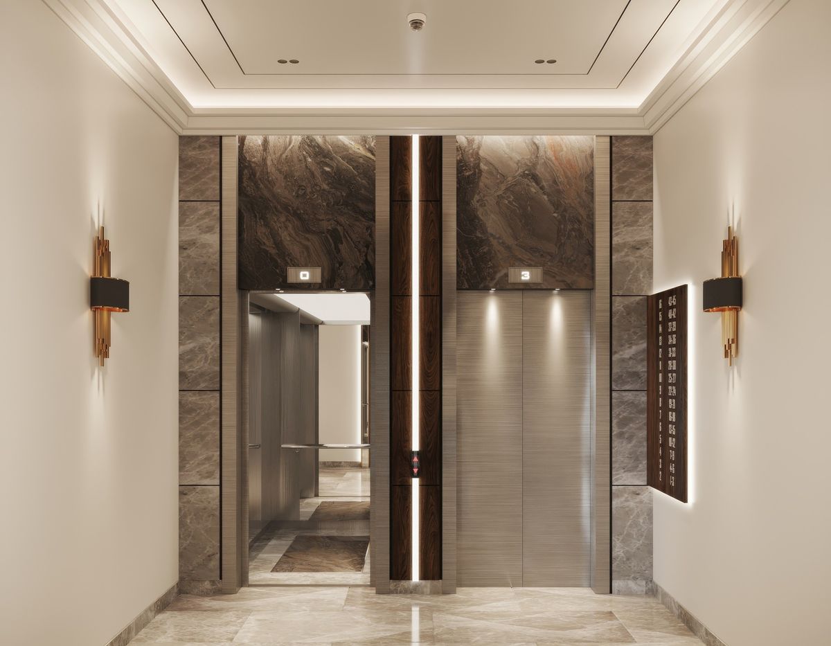 Лифтовые холлы с панорамными лифтами