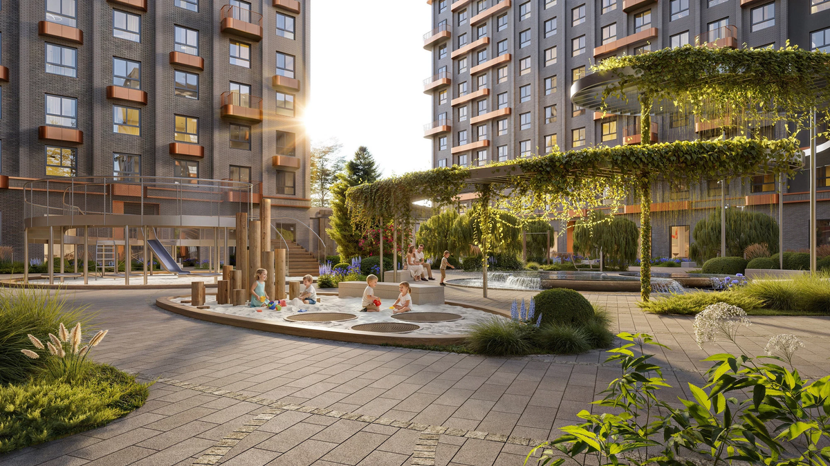 Водная инсталляция: каскадный фонтан