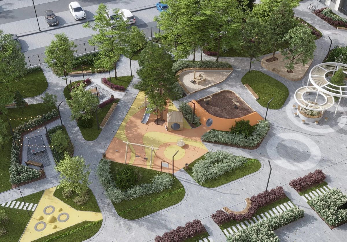 Зеленые дворы с зонами отдыха