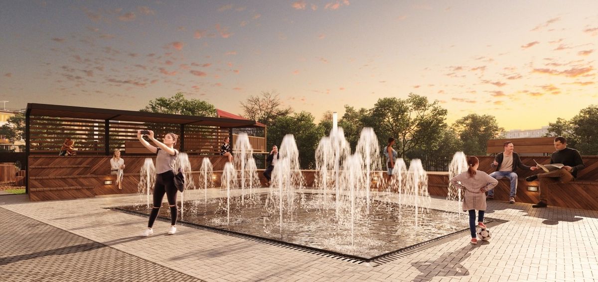 Амфитеатр с контактным фонтаном