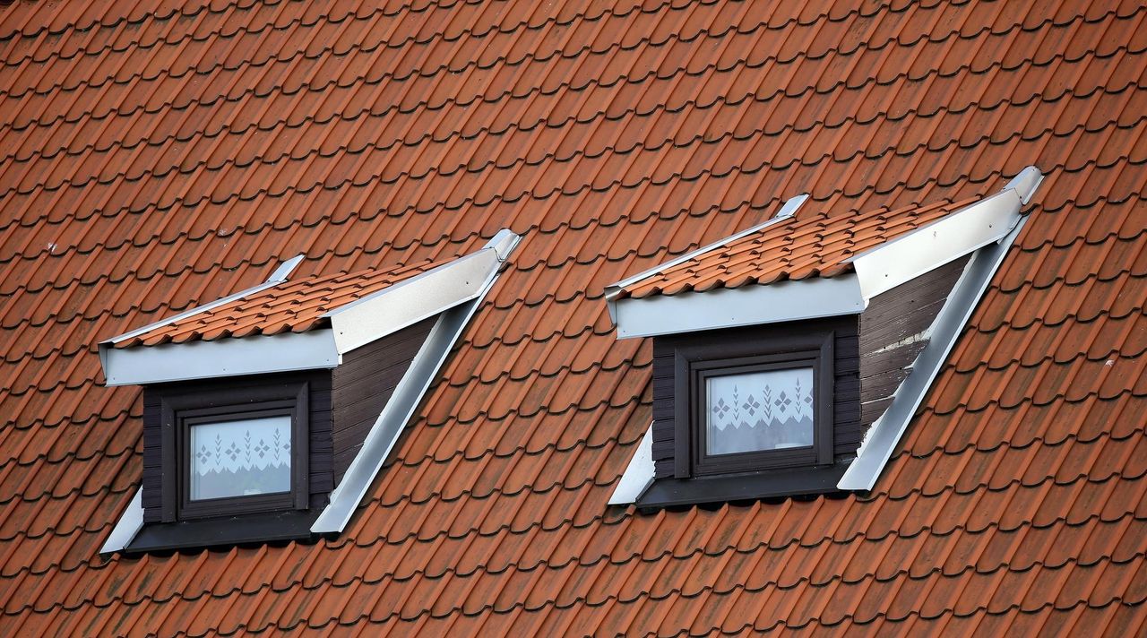 Слуховое окно в архитектуре, дормер, крыша из плитки