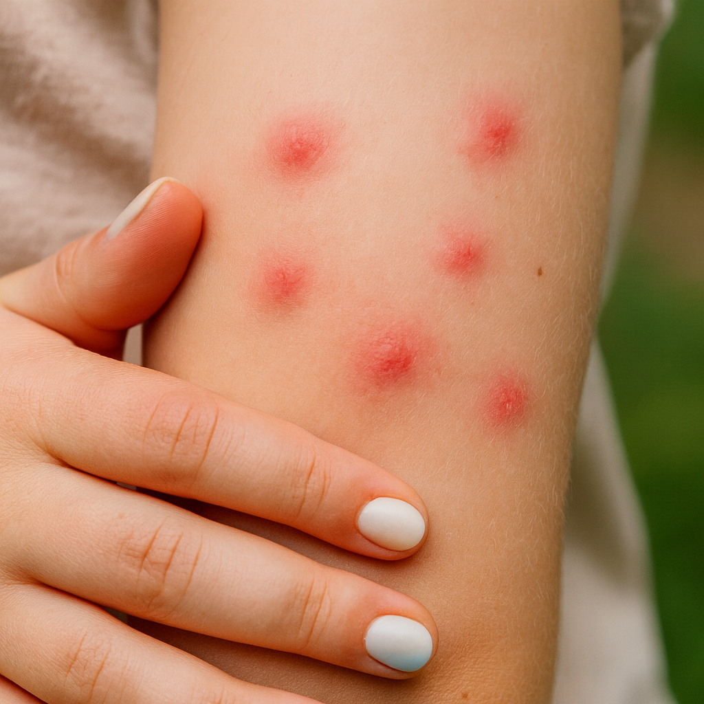 Укусы клопа расчесанный