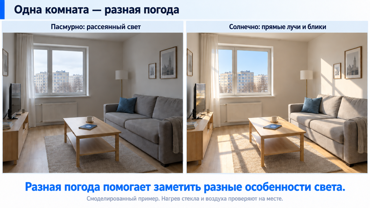 Фото одной и той же квартиры в разную погоду