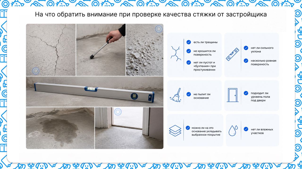 На что нужно обратить внимание при проверке качества стяжки от застройщика