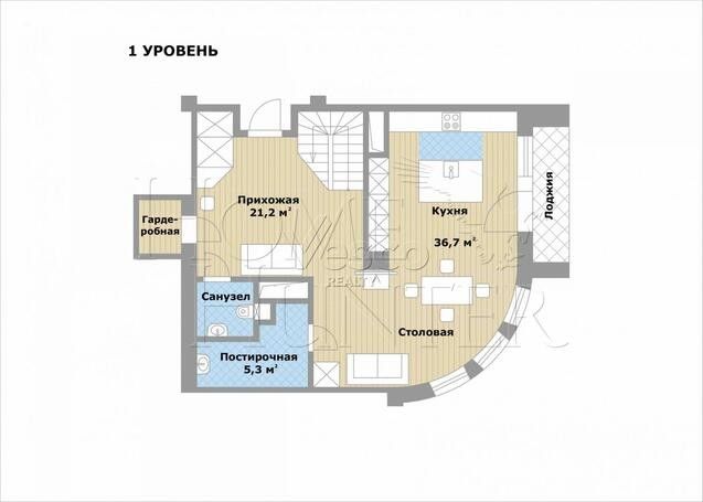 Двухуровневая квартира, планировка, классическая, 1 этаж