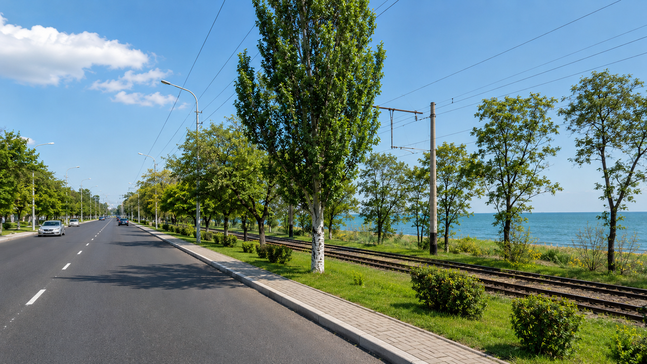 Вид на море, Приморский бульвар в Мариуполе, рядом с Набережной