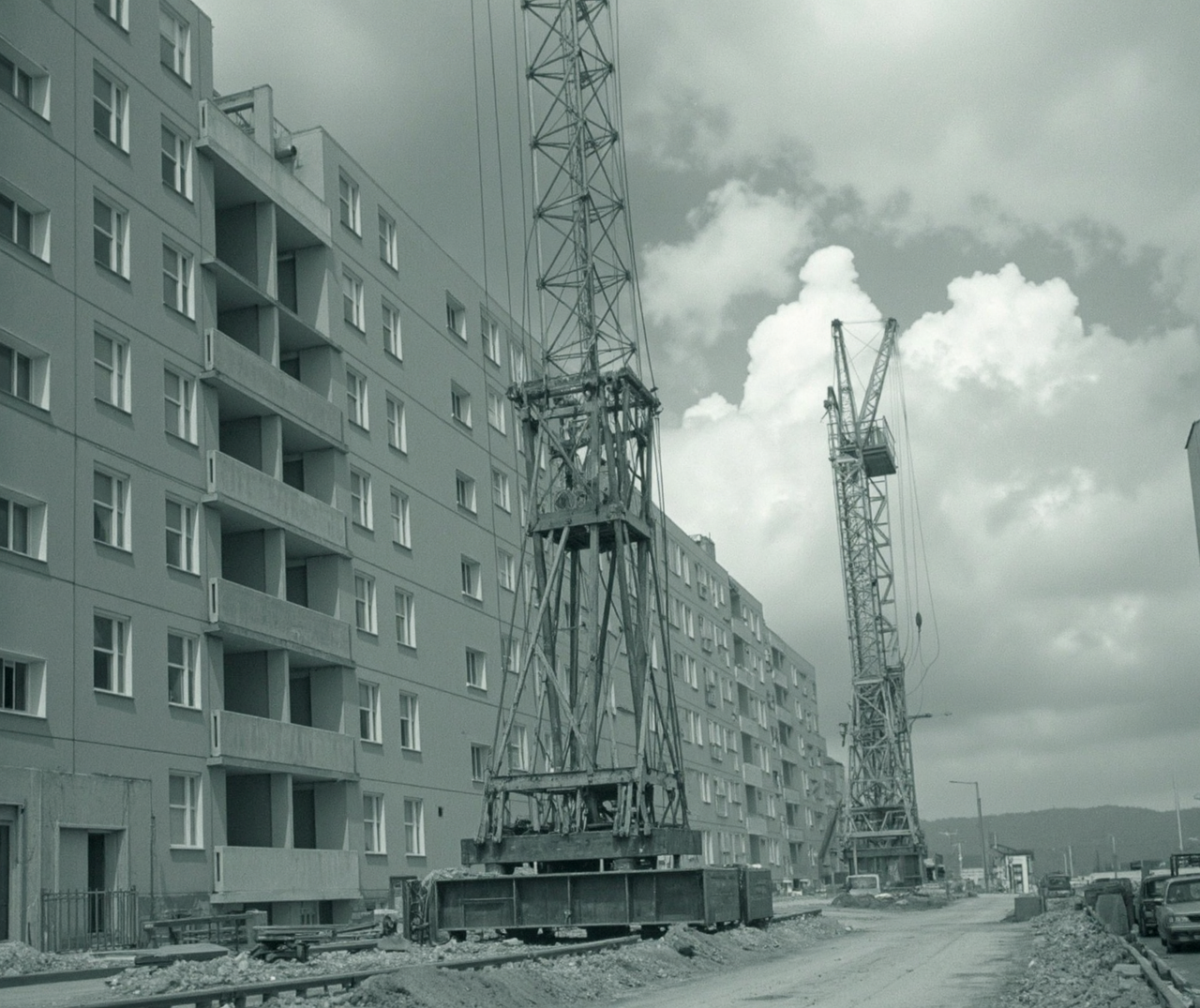 Строительство многоквартирного панельного дома, 9 этажей