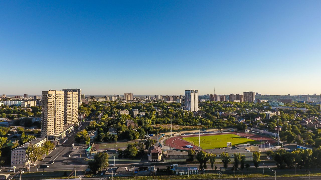 Октябрьский, стадион Труд, вид на город, ростов, вид в центр, с высоты птичьего полета