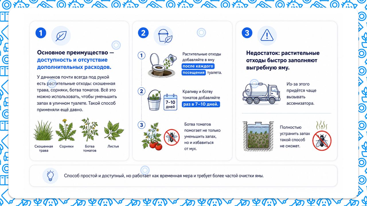 Остатки растений в борьбе с запахами уличного туалета