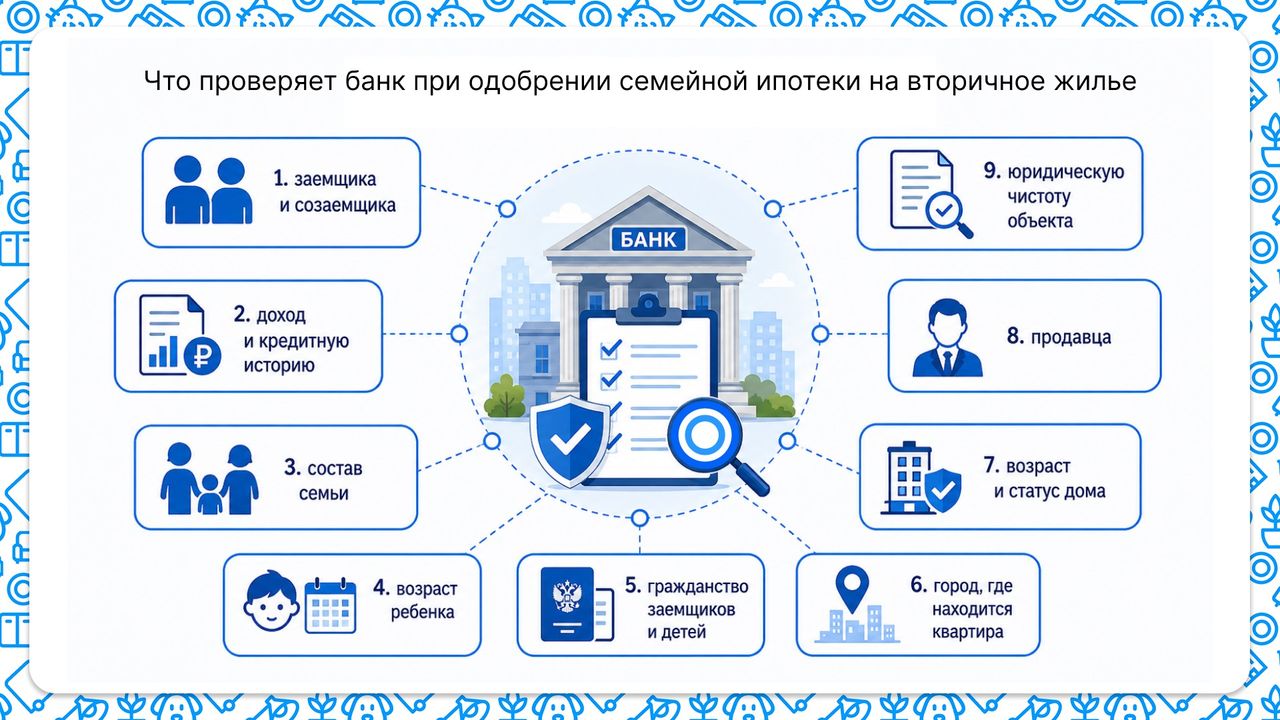 Что проверяет банк при одобрении семейной ипотеки на вторичное жилье