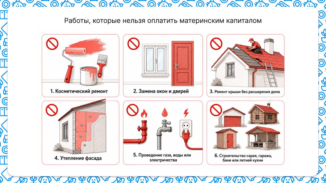 Работы, которые нельзя оплатить материнским капиталом