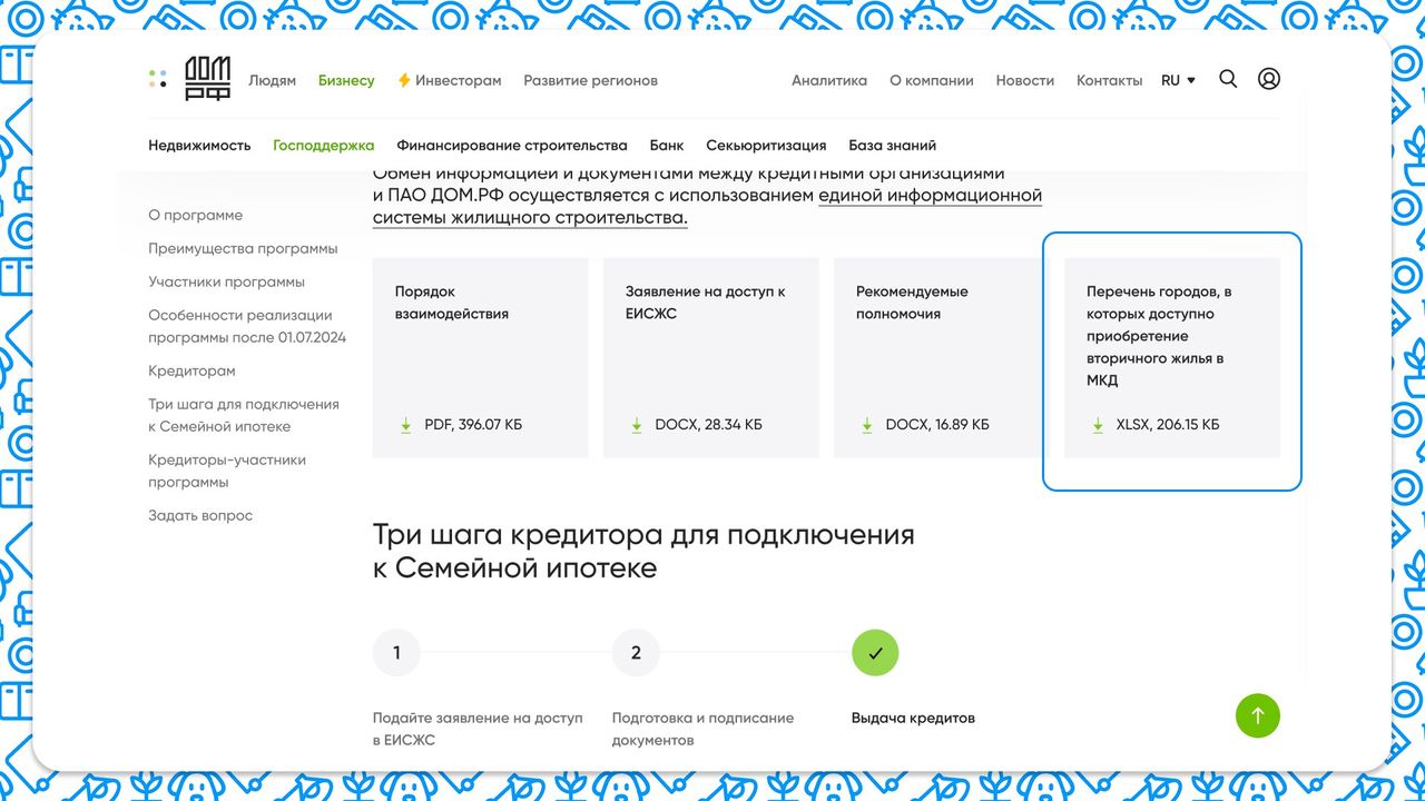 Перечень городов, где доступная семейная ипотека на вторичное жилье